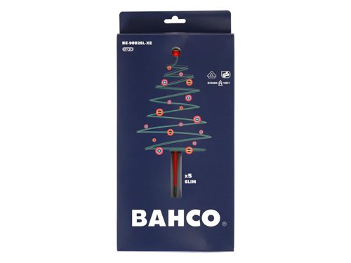 Bahco XMAS BE-9882SL ERGOâ„¢ Slim VDE Insulated Screwdriver Set, 5 Piece