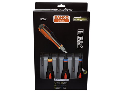 BAH9882TB Bahco BE-9882TB ERGO™ Through Blade Screwdriver Set, 6 Piece