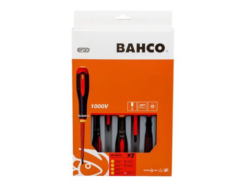 Bahco BE-9887S ERGO™ VDE Insulated Screwdriver Set, 7 Piece