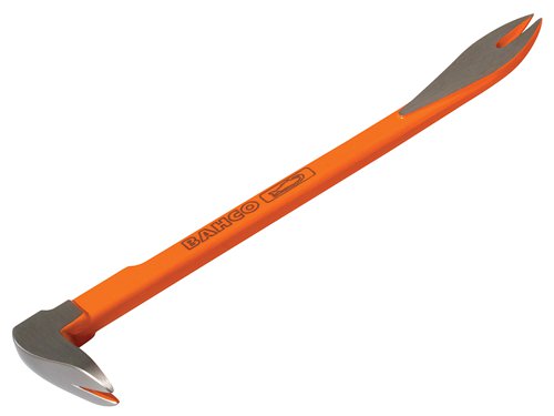 This Bahco Pry Bar features both a crowfoot and precise end, both of which are useful for demolition work. Its short length makes it ideal for use in tight spaces. The bright orange finish is easy to spot on site.