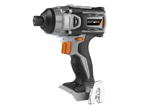 The Batavia MAXXPACK Impact Driver has a brushless motor for increased power and extended service life. It has variable speed control and a soft start feature for added control. Fitted with an ergonomic, soft grip handle for increased user comfort and control. There is also an LED job light, ideal when working in dark spaces.Comes as a Bare Unit, No Battery or Charger.Specification:Bit Holder 6.35mm (1/4in).No Load Speed: 0-2,200/min.Impact Rate: 0-3,300/bpm.Max. Torque: 180Nm.Sound Pressure Level LpA: 74.98 dB(A).Weight: 1.12kg.