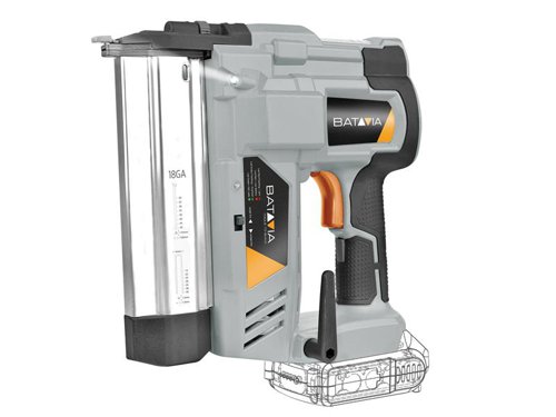 The Batavia MAXXPACK Stapler-Nailer has a compact, lightweight design with an easy release magazine, that makes the tool easy and comfortable to use. There is also a nail viewer window. The depth of drive can be easily adjusted using the handy wheel depth adjuster. Fitted with a safety mechanism that prevents accidental firing.Comes as a Bare Unit, No Battery or Charger.Specification:Magazine Capacity: 100 Nails/Staples.Max. Length of Nails: 20 - 50mm, 18 gauge Brad Nail.Max. Length of Staples: 19 - 40mm, 18 gauge Light-Duty Staples.Firing Speed: 60 Nails/Staples per min.Weighted sound pressure level LpA: 79.9 dB(A).