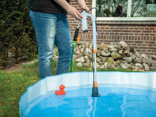 The Batavia MAXXSERIES Cordless Water Pump can be used to drain an inflatable swimming pool, basement or a flooded boat. Unique battery operated water pump, no more extension cords needed. One fully charged battery provides 40 minutes of pumping with 30m of garden hose. The water supply can be adjusted via the control and shut-off valve.Can be placed in a rain barrel with the integrated suspension bracket (install at any desired location). This enables you to water your garden and plants with free rainwater that is rich in nutrients, good for the environment and means no more lifting heavy watering cans. You can also connect a garden hose of up to 30m.Supplied with: 1 x 12V 2.0Ah Li-ion Battery, 1 x Charger and 1 x Suspension Bracket.Specification:Rated Power: 50W.Max. Pump Rate: 1500 L/hr.Max. Submersion Depth: 0.5m.Max. Pump Height: 11m.Max. Particle Size: 1mm.Max. Fluid Temperature: 35°C.Connection Size: G ¾in.Pipe Diameter: 17mm.Operation Time: 40 min.Degree of protection control unit: IPX4.Degree of protection pump: IPx8.