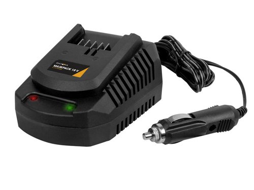 The Batavia On-the-go Charger, 2.2Ah 18V, is perfect for everybody who uses a MAXXPACK battery powered tool, when not near a main powered charging point. You can use it with any vehicle with a 12V charging point or lighter auxiliary port to charge all batteries from the Maxxpack collection. Compact and durable design, making it easy to store.Specifications:Input: 12V.Battery Charge Time: 2.0Ah: 55 min (± 5), 4.0Ah: 110 min (± 5), 5.0Ah: 135 min (± 5).Charging Current: 2,200 mA.Cable Length: 1.8m.Dimensions (L x W x H): 11.5 x 6.5 x 9.5cm.Weight: 0.27kg.