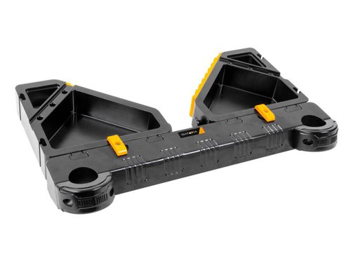 The Batavia Stand-off & Tool Tray allows you to keep all the tools you need within reach, without climbing up and down the ladder all the time. It has a heavy-duty plastic construction with rubberised edges and anti-slip texture. This provides a stable and secure working position.With two separated tool trays, which can be switched positions, this way, this stand-off and tool tray is perfect for inside and outside corners. To avoid block-building, the Batavia Stand-off and Tool Tray has a special locking system.Suitable for all Batavia telescopic ladders.