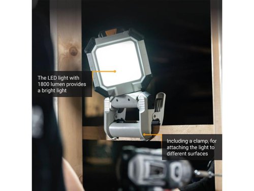 The Batavia MAXXPACK LED Work Light enables work in a variety of environments. Whether you need a light in your house, workshop, garden, garage, or anywhere else, this 18V work light is all you need. It has 4 different brightness settings, which can be adjusted to your preferences. You can use this light on 25%, 50%, 75%, or 100%.The head can be rotated horizontally and vertically, so you can direct the light exactly where its needed. There is also a clamp, so the light can be attached to surface, this also prevent the light from moving or falling. Part of the Maxxpack collection. Within the Maxxpack collection, you can use more than 50 different power tools, with only one battery and charger.Comes as a Bare Unit, No Battery or Charger.Specifications:Bulb: LED.Power: 15W.Luminance Adjustment: 4 settings: 25%/50%/75%/100%.IP Rating: IP54.Dimensions: 15 x 23.1 x 18.4cm.Weight: 1.1kg.