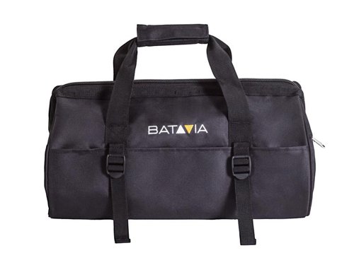 The Batavia Medium Tool Bag is a convenient solution for storing and transporting tools. This bag is made of durable polyester and features several compartments and pockets for storing tools of different sizes.Specifications:Volume: 15 litres.Material: Polyester.Dimensions (L x W x H): 320 x 210 x 230mm.Weight: 0.42kg.