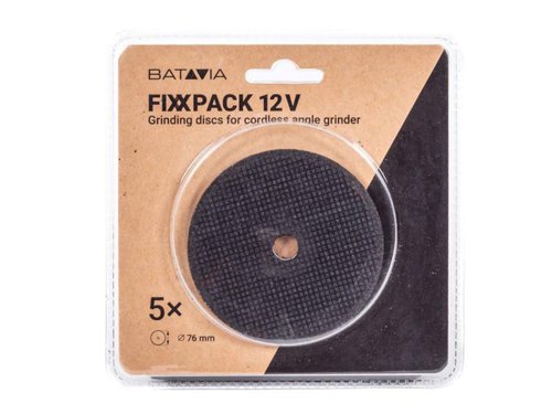 Pack of 5 Batavia Grinding Discs for the FIXXPACK Angle Grinder (BAT7064219).Specification:Disc Diameter: 76mm.