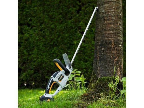 The Batavia MAXXPACK Hedge Trimmer is ideal for maintaining and sculpting hedges and shrubs. Cordless design provides unrestricted movement and eliminates the risk of accidentally cutting a cord. It has a lightweight design for optimal comfort. Fitted with a 2-hand safety switch and hand protection. When one hand is released from the tool, the machine automatically stops, ensuring user safety.Comes as a Bare Unit, No Battery or Charger.Specifications:Strokes at No Load: 1,400/min.Sword Length: 610mm.Cutting Length: 560mm, Cutting Capacity: 17mm.Weight: 2.42kg.