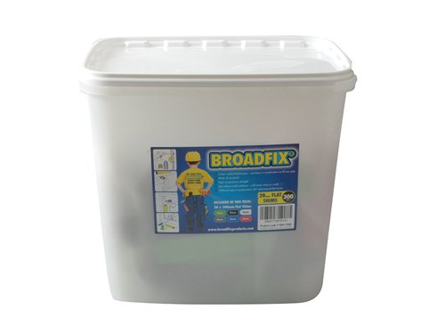 The Broadfix Flat Packers have been manufactured with a high percentage of post-industrial and post-consumer recycled material. As they are made from plastic they will not swell, shrink or rot and they are completely waterproof.Capable of withstanding higher compressive loads than traditional timber flat packers. This also makes them more economical. They are colour coded depending on size, for easy identification.Sometimes referred to as a glazing packer or shim, and is a great multi-purpose shim. They are ideal for narrower shimming jobs. Stack to the required depth, slide in and you're done. The micro ridged surface prevents slippage under load.This Broadfix Flat Packers Mixed Set is supplied in a robust tub, that can be refilled with the bagged range once you run low. Has the following specification:Size: 100 x 28mm, Thickness: 1-6mm.Number of Pieces: 300.