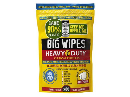 Big Wipes Heavy-Duty Pro+ Antiviral Wipes (Refill Pouch 80 Wipes)