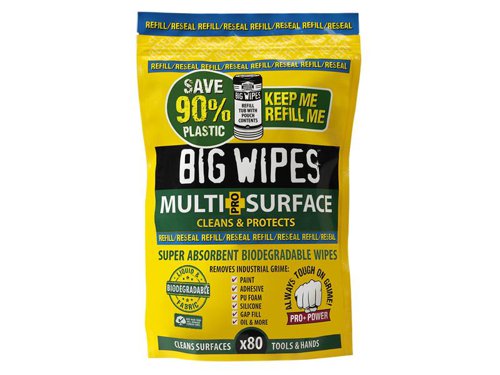 Big Wipes Multi-Surface Bio Pro+ Antiviral Wipes (Refill Pouch 80 Wipes)