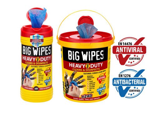 BGW2427 Big Wipes Heavy-Duty Pro+ Antiviral Wipes (Bucket 240)