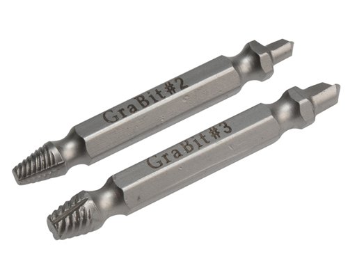 The BOA Grabit® - the world’s best-selling screw and bolt remover. The Grabit® quickly and easily removes broken, damaged or embedded screws and bolts from wood, metal, plastic etc. It will work on all of the most popular screw head types.Simply burnish, flip the tool and extract. Compatible with all standard variable speed drills. Made from high-quality hardened steel, precision engineered for multiple use and maximum performance.Fits:Grabit® #2: Screw sizes 8-10 / Bolt size 1/4inGrabit® #3: Screw sizes 11-14 / Bolt size 5/16in