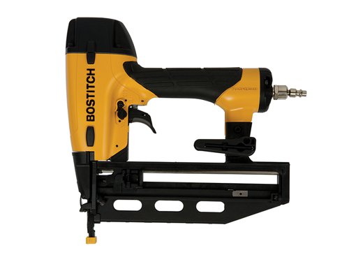 The Bostitch 16 gauge FN1664-E finish nailer represents great value for money with the design incorporating class leading features. The FN1664-E has a light weight magnesium construction body, no-nail lockout, rear exhaust and selectable trigger without compromising the high durability and build quality that has made Stanley Bostitch the market leader in performance pneumatic tools for construction.SpecificationMagazine Capacity: 110 (max).Fires: SB16 Series: 25-64mm.Operating Pressure: 70-120 PSI, 4.8-8.3 Bar.Weight: 1.7kg.