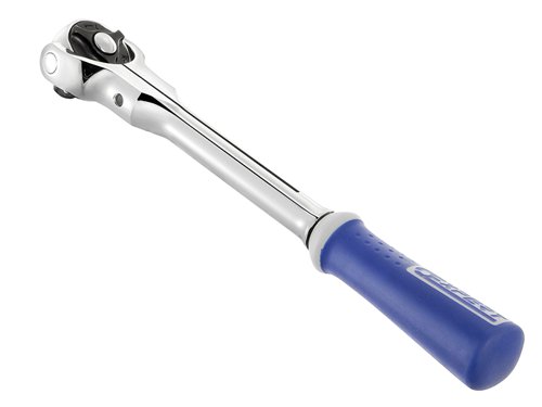 The Britool BRIE031703B 3/8in Drive hinged head ratchet has a 72 tooth mechanism and a 5° increment. The ratchet has an ergonomic bi-material handle for comfort and the compact and the angled head is finished in high chrome.Dimensions:Length: 234.2mm.Weight: 380g.Head Diameter: 43.6mmISO 3315, DIN 3122, ISO 1174-1.