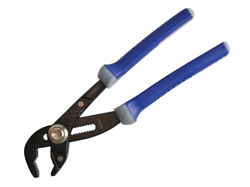 The Britool Expert Twin Slip Joint Multigrip Pliers have ergonomic, bi-material handles for comfortable use. They feature a patented pushlock button and have 17 joint positions.The pliers have a black chromium finish and conform to ISO 8976.The E084648B Twin Slip Joint Multigrip Pliers have the following specifications:Length: 260mm.Jaw Depth: 60mm.Weight: 254g.