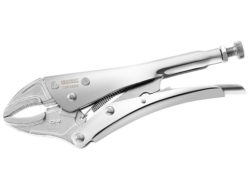 The Britool Locking Pliers have curved jaws and a short nose. They have an anti-corrosion chrome-plated body, precision machined grips and teeth along the entire jaw. Tightening strength is adjustable by knob and a lever allows for easy release.The Britool E084809 Locking Pliers have the following specifications:Length: 229mm (9in).Capacity: Flat Surface: 45mm.Weight: 659g.