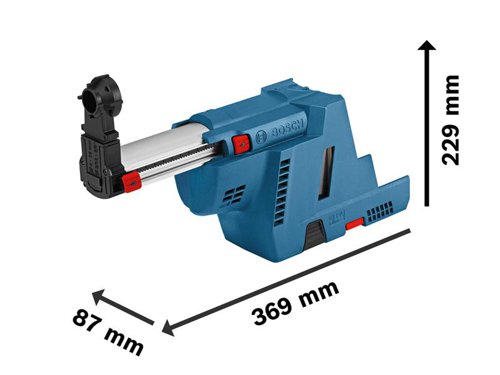 Bosch GDE 18V-16 Professional Dust Extractor with a HEPA filter for optimised dust collection, removes 99.97% of dust particles larger than 0.3 micrometres. Its Auto Power function turns on when drilling and shuts off two seconds after releasing the drill trigger. Bit Target simplifies alignment of the drill bit and a transparent dust box shows when you need to empty it.Compatible with: GBH 18V-24 C, GBH 18V-26, GBH 18V-26 F, GBH 18V-28 C, GBH 18V-28 CF.Specifications:Max. Drilling Diameter: 16mm.Max. Drilling Depth: 100mm.Weight: 1.2kg.