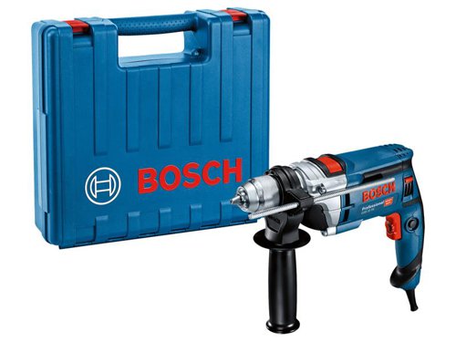 The Bosch GSB 16 RE Professional Impact Drill has a powerful motor for fast work process. Its sturdy metal gear housing provides a long lifetime. The single-sleeve keyless chuck with Auto-Lock allows for swift tool changes with just one hand, enhancing efficiency and convenience.Supplied with: 1 x Keyless Chuck 13mm, 1 x Depth Stop 210mm, 1 x Auxiliary Handle and 1 x Carrying Case.Specifications:Input Power: 750W.Chuck Capacity: 13mm.Drill Spindle Connecting Thread: 1/2in-20 UNF.No Load Speed: 0-2,800/min.Impact Rate: 0-47,600/bpm.Torque: 2.3Nm.Spindle Collar Diameter: 43mm.Drilling Diameter: Wood 30mm, Steel 13mm, Masonry: 18mm.Weight: 2.2kg.1 x Bosch GSB 16 RE Professional Impact Drill 240V Version.