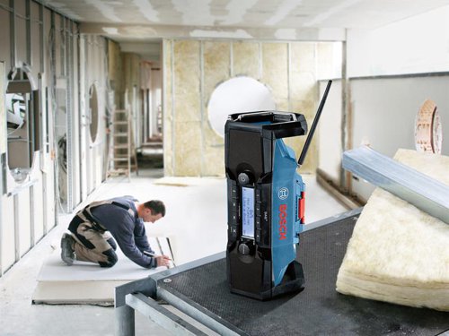 The Bosch GPB 18V-2 C Professional Bluetooth Radio with DAB+, Bluetooth®, FM, and AUX can be powered via 18V batteries (Not supplied) or AC mains. It provides intuitive operation, quick setup, USB charging and IP 54 protection.This unit is ideal for providing jobsites with radio entertainment as well as smartphone-sourced music. It can be placed vertically as well as horizontally and has both a handle and a hook for easy transportation and storage, further favoured by the radio’s compactness. The possibility of coupling two radios with one smartphone facilitates unique stereo sound.Comes as a Bare Unit, NO Battery or Charger supplied.Specification:Input Power: Battery: 18V Li-ion, DC: 230/240V.Radio Frequency: FM Range 87.5-108 MHz, DAB+ Range 174.928-239.2 MHz.Station Presets: 8.Rated power of amplifier (in mains operation): 15W.Weight: 2.5kg (without battery).