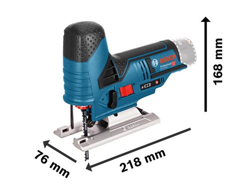 Bosch GST 12V-70 Professional Jigsaw with a barrel grip. Its compact, lightweight design enables best manoeuvrability, even when cutting from underneath. The jigsawâ€™s grip is extremely close to its cutting line, delivering perfect handling during use. Furthermore, its tool-free Bosch SDS-system makes changing saw blades easy.Ideal for curved and cross cuts as well as for medium to light applications in solid wood, chipboard, and wood composites.Compatible with all Bosch Professional 12V batteries and chargers (Professional 12V System).Specifications:Strokes at No Load: 1,500-2,800/min.Stroke Length: 18mm.Bevel Capacity: 0-45°.Capacity:  Wood 70mm, Aluminium 3mm, Unalloyed Steel 3mm, Metal 3mm.Weight: 1.5kg excl. battery.This Bosch GST 12V-70 Professional Jigsaw comes as a Bare Unit, NO battery or charger in a cardboard box.