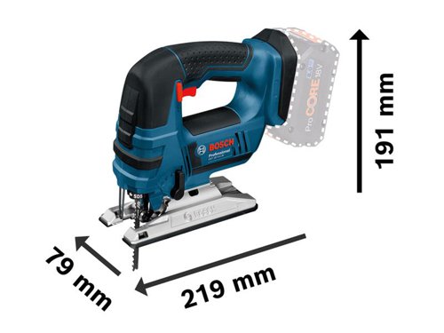 Bosch GST 18V-LI B Professional Jigsaw for curved and cross cuts in solid wood, chipboard, and wood composites as well as for thicker or harder materials. Its bow handle with variable speed trigger provides optimum and easy tool control. The jigsawâ€™s tool-free Bosch SDS-system makes changing saw blades easy. Supplied with: 1 x Anti-splinter Guard, 1 x Speed for Wood Jigsaw Blade T 244 D, 1 x Precision for Wood Jigsaw Blade T 308 BP, 1 x Precision for Wood Jigsaw Blade T 144 DP, 2 x 18V 4.0Ah Li-ion Batteries, 1 x Charger and 1 x L-BOXX 136.Compatible with all Bosch Professional 18V batteries and chargers (Professional 18V System). Also compatible with AMPShare, the multi-brand battery alliance.Specifications:Strokes at No Load: 0-2,700/min.Stroke Length: 23mm.Bevel Capacity: 0-45°.Capacity:  Wood 120mm, Aluminium 20mm, Unalloyed Steel 8mm.Weight: 2.4kg incl. battery.