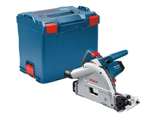 This Bosch GKT 55 GCE Professional Plunge Saw delivers highly precise, clean cuts in a variety of materials. Its high-quality machine components, precision saw blade, and matching guide rail system ensure extremely precise results. Adjustable speed setting enables cuts in a multitude of materials. Other features include: constant speed, integrated dust outlet, spindle lock, overload protection, and soft start.The sawâ€™s efficient dust extraction system and noise-reduced blade make work comfortable, especially indoors. This tool is intended for format cutting and plunge cutting in wood, wood composites, board, and panel materials as well as aluminium and acrylic glass. It is compatible with the Bosch Click & Clean dust extraction system as well as with the Bosch, Festool, Mafell, and Makita guide rail systems.Specifications:Input Power: 1,400W.No Load Speed: 3,600-6,250/min.Saw Blade Diameter x Bore: 165 x 20mm.Baseplate: 310 x 240mm.Bevel Angle: -1 - 47°.Cutting Depth (without guide rail) @90° 57mm, @45° 42mm.Cable Length: 3.9m.Weight: 4.7kg.Bosch GKT 55 GCE Professional Plunge Saw 240V Version.