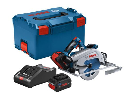 Bosch GKS 18V-68 GC Pro BITURBO Circular Saw delivers cordless flexibility with corded power. Offers an exceptionally strong performance, equal to corded 1,800W saws, yet provides complete manoeuvrability and cordless freedom. The saw´s outstanding ergonomics and innovative auxiliary handle enable ideal tool control in all cutting positions. Equipped with a comfortable and intuitive depth adjustment, this tool enables the ultimate simplicity when cutting.A handy user Interface enables individual speed settings via smartphone and also features a fast brake, an ECO Mode for up to 30% more runtime, overload and restart protection, a spindle lock and a 360° rotatable, integrated dust port connector.Perfect for use in wood and wooden composites. Use this saw with the Bosch Click & Clean dust extraction system, dustbags, connectivity module GCY 42, and FSN guide rails. The saw also fits on the guide rails of Festool, Makita and Mafell.Compatible with all Bosch Professional 18V batteries, including ProCORE18V batteries and chargers (Professional 18V System). For maximum power use ProCORE18V â‰¥ 5.5 Ah. Also compatible with AMPShare, the multi-brand battery alliance.Specifications:No Load Speed: 2,500-5,000/min.Blade: 190 x 30mm Bore.Max. Cutting Depth: @90°: 68mm, @45°: 50mm.Weight: 5.3kg excl. battery.This Bosch GKS 18V-68 GC Pro BITURBO Circular Saw is supplied with: 2 x 18V 5.5Ah ProCORE18V Li-ion Batteries.1 x Quick Charger GAL 1880 CV.1 x Expert for Wood Circular Saw Blade 290 x 30 x 1.5mm.1 x Parallel Guide.1 x 1/1 L-BOXX inlay for tool.1 x L-BOXX 238.