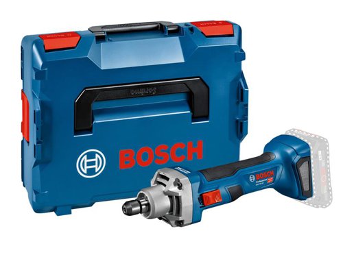 The Bosch GGS 18V-20 Professional Straight Grinder has a brushless motor for increased efficiency and durability. Electronic Motor Protection (EMP) protects the motor against overload, and ensures a long life. Its compact and lightweight ergonomic design makes it easy to use, even in overhead applications. The restart protection safety feature prevents the grinder starting unexpectedly after a power interruption.Comes as a Bare Unit, NO battery or charger in a L-BOXX Case.Compatible with all Bosch Professional 18V batteries and chargers (Professional 18V System). Also compatible with AMPShare, the multi-brand battery alliance.Specifications:Tool Holder: Collet.No Load Speed: 24,000/min.Weight: 1.2kg excl. battery.