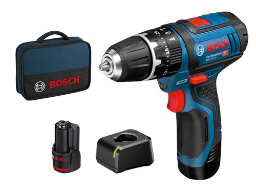 The Bosch GSB 12V-35 Professional Combi Drill with a compact design for optimum handling and working in tight spaces. Overload, overheating, and deep discharge are prevented by the drill driver´s Electronic Cell Protection. It also features 2-gear, Autolock, charge level indicator and Electronic Motor Protection.Offers the best power-to size ratio in Bosch´s 12V category. With 30Nm of hard torque and 0-1,300 rpm, the drill driver features an ideal combination of power and size. Compatible with all Bosch Professional 12V batteries and chargers (Professional 12V System).Specifications:Chuck Capacity: 10mm.No Load Speed: 0-380/0-1,300/min.Impact Rate: 19,500/bpm.Torque (Soft/Hard): 15/30Nm.Torque Settings: 20+1.Max. Screw Diameter: 7mm.Max. Drilling Diameter: Wood 19mm, Steel 10mm, Masonry 10mm.This Bosch GSB 12V-15 Professional Combi Drill is supplied with:2 x 12V 2.0Ah Li-ion Batteries.1 x Charger.