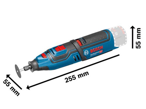 Bosch GRO 12V-35 Rotary Tool with a powerful motor and high speed for fast work progress. Tackles a wide range of professional applications such as cutting, sanding, routing, polishing and drilling especially in hard-to-reach areas. Comfortable to use due to compact size, ergonomic design and integrated LED lighting.Comes as a Bare Unit, NO battery or charger in a cardboard box.Compatible with all Bosch Professional 12V batteries and chargers (Professional 12V System).Specifications:No Load Speed: 5,000/min.Weight: 0.62kg incl. battery.