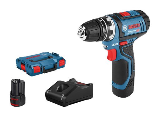 The Bosch GSR 12V-15 FC Professional Drill Driver is part of the Bosch Professional FlexiClick System, which prepares for all challenges on the job site. Redefine your limits thanks to the flexibility of five solutions in one compact tool. Perfect for hard-to-reach places due to its extremely compact design.Compatible with all Bosch Professional 12V batteries and chargers (Professional 12V System).Specifications:Chuck Capacity: 10mm.No Load Speed: 0-400/0-1,300/min.Max. Torque (Soft/Hard): 15/30Nm.Torque Settings: 20+1.Max. Screw Diameter: 7mm.Max. Drilling Diameter: Wood 19mm, Steel 10mm.Weight: 0.6kg excl. battery.This Bosch GSR 12V-15 FC Pro FlexiClick Drill Driver is supplied with:1 x GFA 12-B Drill Chuck Attachment.2 x 12V 2.0Ah Li-ion Batteries.1 x Quick Charger GAL 12V-40 Professional.1 x 1/2 L-BOXX inlay for tool and charger.1 x 1/2 L-BOXX inlay for 12V adaptors.1 x L-BOXX 102.