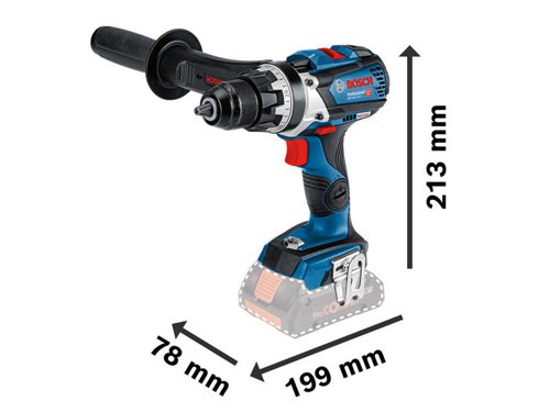 Bosch GSR 18V-110 C Professional Drill Driver with a powerful brushless motor. Its full-metal chuck makes the drill driver highly durable and capable of handling even the toughest applications on the jobsite. Furthermore, it is equipped with a Bluetooth Connectivity option to connect directly to a smartphone for additional tool control.Supplied with: 2 x 18V 5.0Ah Li-ion Batteries, 1 x Auxiliary Handle, 1 x Quick Charger GAL 18V-40 Professional and 1 x LBOXX 136.Compatible with all Bosch Professional 18 V batteries and chargers (Flexible Power System). Also compatible with AMPShare, the multi-brand battery alliance.Specifications:Chuck Capacity: 13mm.No Load Speed: 0-480/0-2,100/min.Max. Impact Rate: 31,500/bpm.Max. Torque (Soft/Hard/Max.): 47/85/110Nm.Torque Settings: 25+1.Max. Screw Diameter: 12mm.Max. Drilling Diameter: Wood 82mm, Steel 13mm, Masonry 16mm.Length: 199mm.Height: 213mm.Weight: 1.8kg excl. battery.