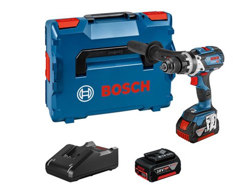 The Bosch GSB 18V-110C Professional Combi Drill comes with a powerful brushless motor. Its full-metal chuck makes the impact drill driver highly durable and capable of handling even the toughest applications on the jobsite. Electronic Motor Protection prevents overload and ensures a longer tool lifetime.Kickback Control reduces the risk of sudden rotational torque reaction in a bind-up scenario. There is also a switchable Precision Clutch stopping the overriding once a preset torque level is reached and, thus, reduces the wear and tear of the clutch and the resulting noise. Equipped with a Bluetooth Connectivity option to connect directly to a smart phone for additional tool control.Compatible with all Bosch Professional 18V batteries, including ProCORE18V batteries and chargers (Professional 18V System). Also compatible with AMPShare, the multi-brand battery alliance.Specifications:Chuck Capacity: 13mm.No Load Speed: 0-480/0-2,100/min.Impact Rate: 31,500/bpm.Torque (Soft/Hard/Max.): 47/85/110Nm.Torque Settings: 25+2.Max. Screw Diameter: 12mm.Max. Drilling Diameter: Wood 82mm, Steel 13mm, Masonry 16mm.Weight: 1.9kg excl. battery.This Bosch GSB 18V-110C Professional Combi Drill is supplied with:2 x 18V 5.0Ah Li-ion Batteries.1 x Professional Quick Charger GAL 18V-40.1 x L-BOXX 136.