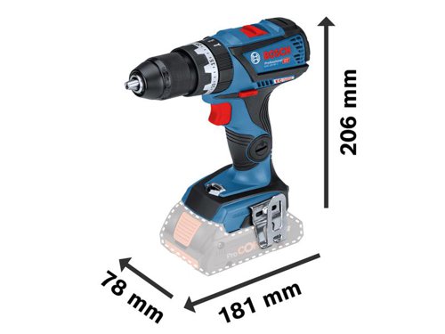 Bosch GSB 18V-60C Professional Combi Drill with a powerful brushless motor. Electronic Motor Protection prevents overload and ensures a longer tool lifetime. Kickback control reduces the risk of sudden rotational torque reaction in a bind-up scenario. There is also a switchable precision clutch stopping the overriding once a preset torque level is reached and thus reduces wear and tear of the clutch and the resulting noise. Equipped with a Bluetooth Connectivity option to connect directly to a smartphone for additional tool control. Compatible with all Bosch Professional 18V batteries, including Procore 18V batteries and chargers (professional 18V system). Also compatible with AMPShare the multi-brand battery alliance. Specifications:Chuck Capacity: 13mmNo Load Speed: 0-600, 0-1900/min.Impact Rate: 28,500/bpmTorque (Soft/Hard) 31/60 Nm.Torque Settings: 20 + 2Max Screw Diameter: 10mmMax Drilling Diameter: Wood: 38mm, Steel: 13mm, Masonry: 13mmWeight: 1.2kg excl battery.This Bosch GSB 18V-60C Professional Combi Drill is supplied with:2 x 18V 4.0Ah ProCORE18V Li-ion Batteries*.1 x Quick Charger GAL 18V-40 Professional.1 x L-BOXX 136.*ProCORE18V Li-ion Batteries deliver the same performance as standard batteries with an optimised size and weight.