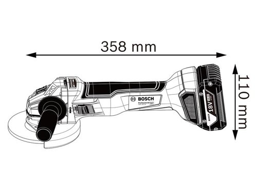 Bosch GWS 18V-10 Professional Angle Grinder offers an improved level of power and tool control in the 18V category. It delivers cordless power equal to a 1,000W corded grinder thanks to its powerful brushless motor and ProCORE18V technology.Equipped with Drop Control, KickBack Control, and intelligent brake system, this small angle grinder offers an increased level of user protection and convenience. Its Drop Control function shuts the grinder off immediately when accidentally dropping it on the floor. It also features a keyless nut. Suitable for cutting and grinding metal, stone, and concrete. Comes as a Bare Unit, NO battery or charger in a cardboard box.Compatible with all Bosch Professional 18V batteries, including ProCORE18V batteries and chargers (Professional 18V System). Also compatible with AMPShare, the multi-brand battery alliance.Specifications:No Load Speed: 9,000/min.Disc Diameter: 115mm.Spindle: M14.Weight: 2.1kg excl. battery.