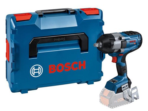 Bosch GDS 18V-1000 C Professional Impact Wrench with BITURBO brushless technology and adjustable modes for full power on tough jobs. Two default modes on the user interface, metal mode (A) and wood mode (B), to avoid broken screwheads and the loss of metal bolts or nuts, by slowing down or shutting off the impact wrench. Each mode is customisable via the Bosch Toolbox App. For added flexibility and control, this cordless impact wrench is equipped with three different speed/torque settings.Electronic Motor Protection prevents overload and ensures a longer tool lifetime. Overload, overheating, and deep discharge are prevented by the drill driver's Electronic Cell Protection. Ideal for tightening and removing metal bolts and nuts up to M24 in different working areas, from structural steel construction to pipe fitting, vehicle maintenance, or when using screws/lag bolts in wood construction.Compatible with all Bosch Professional 18V batteries, including ProCORE18V batteries and chargers (Professional 18V System). For maximum power use ProCORE18V â‰¥ 5.5 Ah. Also compatible with AMPShare, the multi-brand battery alliance.Specifications:Tool Holder: 1/2in square with friction ring.No Load Speed: 0-800/0-1,300/0-1,750/min.Impact Rate: 0-1,600/0-2,300/0-2,600/bpm.Max. Torque: 350/650/1,000Nm.Max. Breakaway Torque: 1,600Nm.Bolt Size: M14 - M24.Weight: 2.9kg excl. battery.This Bosch GDS 18V-1000 C Pro BITURBO Impact Wrench comes as a Bare Unit, NO battery or charger in a cardboard box.