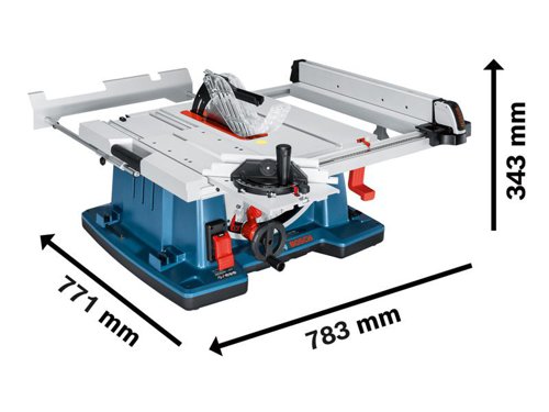 The Bosch GTS 10 XC Professional Table Saw delivers versatile performance and is ideal for use in workshops. An integrated slide carriage, table-widener, and table extension enable its expansion for accommodating variously sized workpieces. Tool-free lowering of its riving knife provides quick adjustments for creating concealed cuts. It also has features such as double insulation, a motor brake, overload protection, soft start, and spindle lock.This tool is intended for cutting board materials to custom sizes, rip cutting, and concealed cuts in wood as well as wood composites, board materials, and laminate. Compatible with table saw stands as well as the Bosch Click & Clean dust extraction system.Specifications:Input Power: 2,100W.No Load Speed: 3,200/min.Table Size: 640 x 705mm.Saw Blade Diameter x Bore: 254 x 30mm.Cutting Height: @90° 79mm.Max. Cutting Capacity Right/Left: 635mm/250mm.Incline Setting Left/Right: 47° / 1°.Weight: 35kg.Bosch GTS 10 XC Professional Table Saw 110V Version.