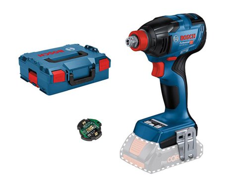 The Bosch GDX 18V-210 C Impact Driver/Wrench has a 2-in-1 tool holder: 1/4in internal hex and 1/2in square drive for the highest flexibility, and broadest application.The tool delivers powerful performance while preventing damage to materials, and has two default modes: selftapping screw and wood screw. The Bosch tool has more control and less broken/stripped off screwheads, worn-out threads, and damaged workpieces, by slowing down or shutting off the impact driver. Each mode is customisable via the Bosch Toolbox App.Three speed/torque settings ensure impressive control, and greater flexibility on the job. It comes with a GCY42 Bluetooth® Tool Module allowing the user to connect to the Bosch Toolbox App.Bare Unit (NO Battery or Charger supplied) in a L-BOXX Carry Case.Specification:Bit Holder: 6.35mm (1/4in)/1/2in Square.No Load Speed: 0-2,300/0-3,400/min.Impact Rate: 0-2,200/0-3,300/0-4,100/bpm.Torque Stages: 130/160/210Nm.Max. Breakaway Torque: 370Nm.Sound pressure level: 95 dB(A); Vibration emission value ah: 9.8 m/s²Weight: 1.2kg (without battery).