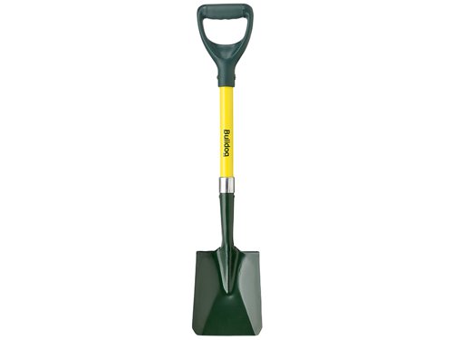 The Bulldog Mini Square Mouth Shovel is the ideal tool for digging in small confined areas. With its fibreglass shaft, it is lightweight and easy to transport around. Full sized D-handle with soft grip and treaded blade allow for comfortable use.