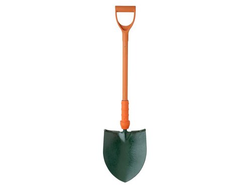 The Bulldog Insulated Treaded Round Mouth Shovel is the perfect tool for any contractor in need of a reliable and heavy duty shovel. It's pointed blade easily penetrates hard ground and is perfect for digging, excavating and shovelling sand, earth and other loose materials.Forged from one piece of steel with an epoxy paint coating to provide optimum protection against corrosive substances, the shovel's rounded head dramatically reduces penetration damage to underground pipes and cables.The treads on this tool enable you to use more force while acting as boot protection. Fitted with a one piece, heavy-duty fibreglass YD handle.Manufactured to BS8020. Individually tested to 10,000 volts, guaranteed to 1,000 volts, and supplied with a Certificate of Conformity.
