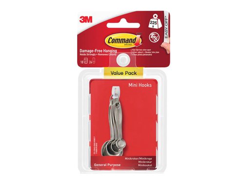 Command© White Mini Hooks Value Pack (Pack 18)