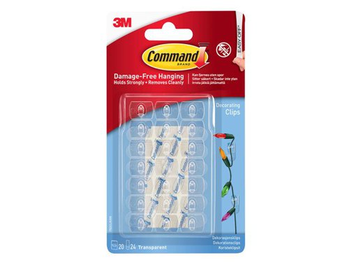 COM Clear Decorating Clips with Clear Strips (Pack 20)