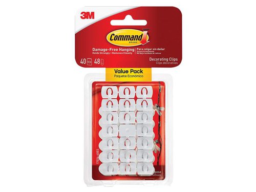COM17026VP Command™ White Decorating Clips (Pack 40)