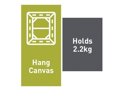 Use the Command™ Canvas Hanger to hang canvas pictures. Available in two sizes, Large and Jumbo, to suit the size and weight of the canvas to be hung.* Small sawtooth ridge grips into the canvas frame, or stretcher bar, providing extra grip and security. * Damage-free hanging, holds strongly and removes cleanly* Easy to apply, no need for nails, screws or drills* Strips stretch off cleanly without leaving holes, marks or sticky residue* Suitable for most smooth surfaces including painted walls, tiles, metal and woodThe Command™ Jumbo Canvas Hanger holds canvas up to 60 x 90cm and 2.2kg.Contains:1 x Jumbo White Hanger4 x Large Strips