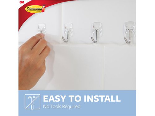 Use Command™ Small Clear Wire Hooks for hanging decorations, calendars and other lightweight objects securely and damage-free.* Discreet clear hooks and strips blend in seamlessly with décor* Hold strongly to a variety of surfaces including solid, hollow and painted walls, as well as other materials including wood, tile, metal and glass* They’re easy to apply and remove, leaving no holes, marks or sticky residue Holding Power: 225g