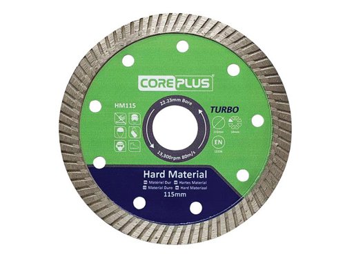CORDBHM115 CorePlus HM115 Hard Material Turbo Diamond Blade 115mm