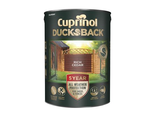 Cuprinol Ducksback 5 Year Waterproof for Sheds & Fences Rich Cedar 5 litre