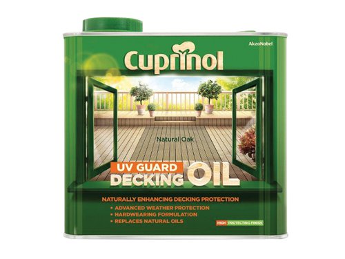 CUPDONO25L Cuprinol UV Guard Decking Oil Natural Oak 2.5 litre